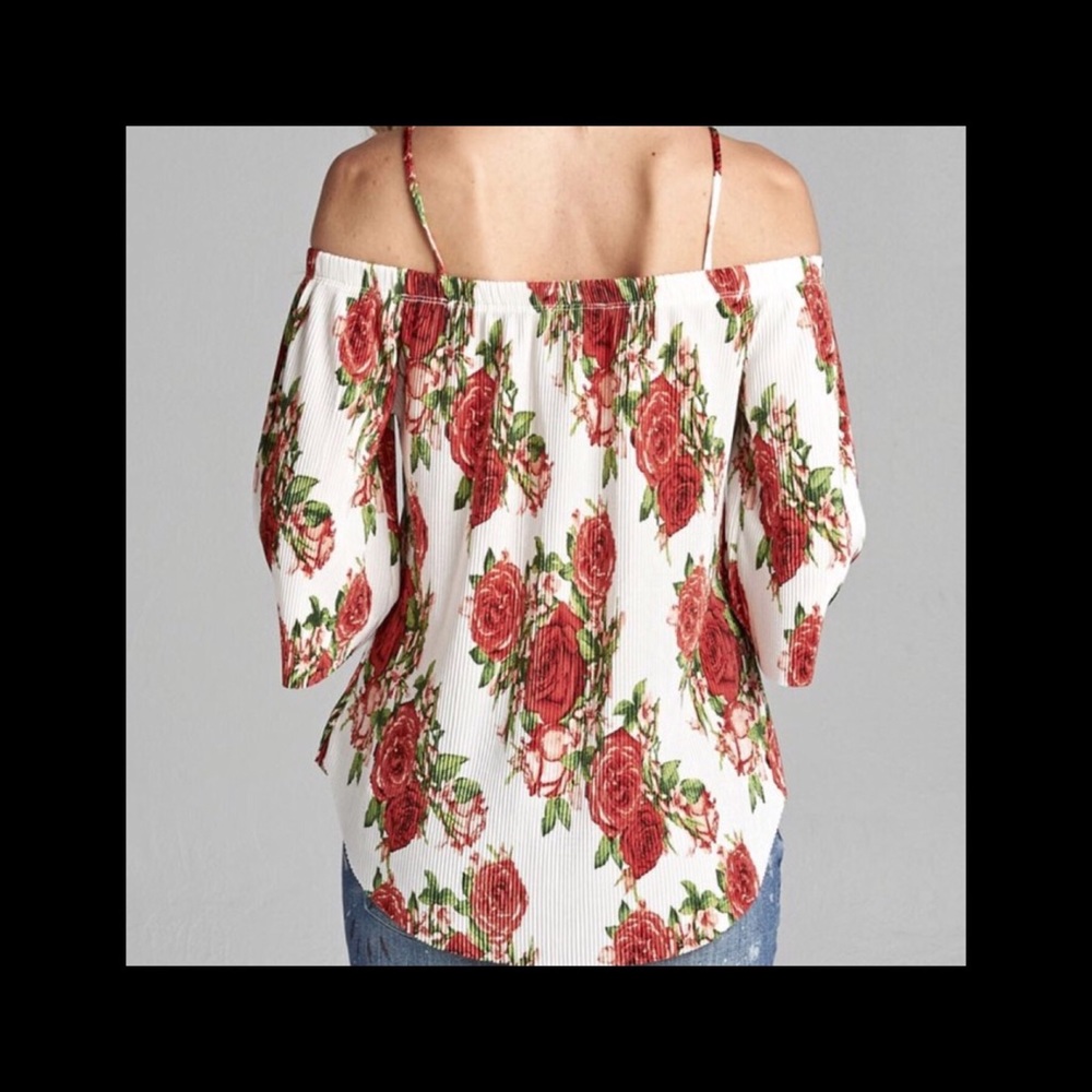 Off Shoulder Floral Top - Picture 3 of 4